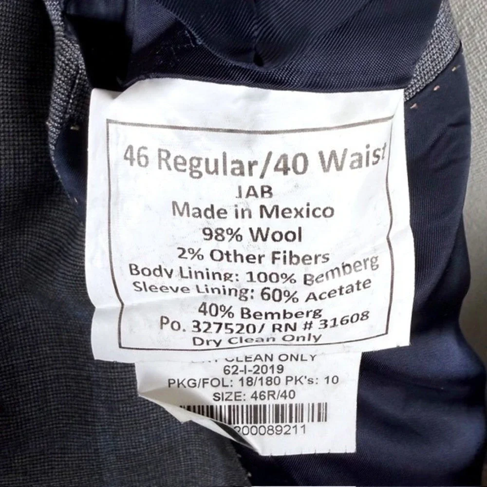Jos. A. Bank Reserve Grey Plaid‎ Guabello Super 130s Wool Blazer 46R 46 Regular